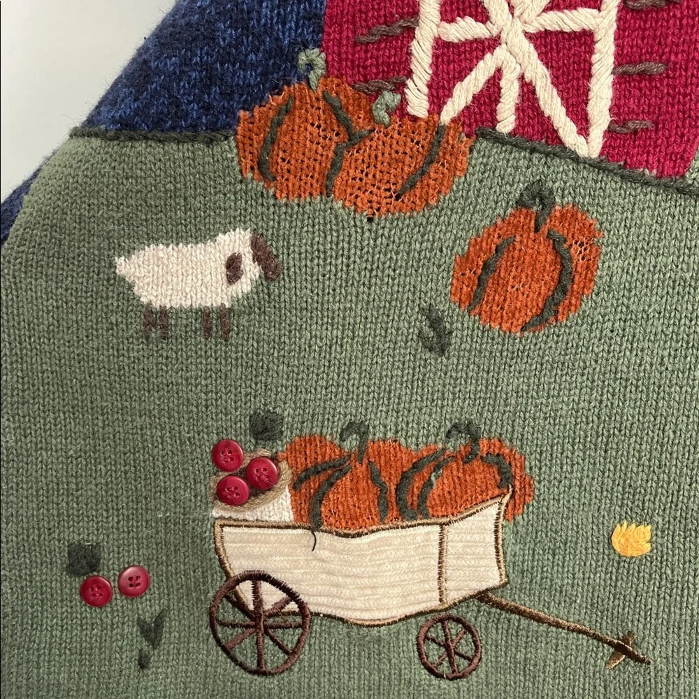 CJ Banks Women’s Size 1X Sweater Vest Hand Embroidered Fall Autumn Pumpkin - Picture 10 of 13